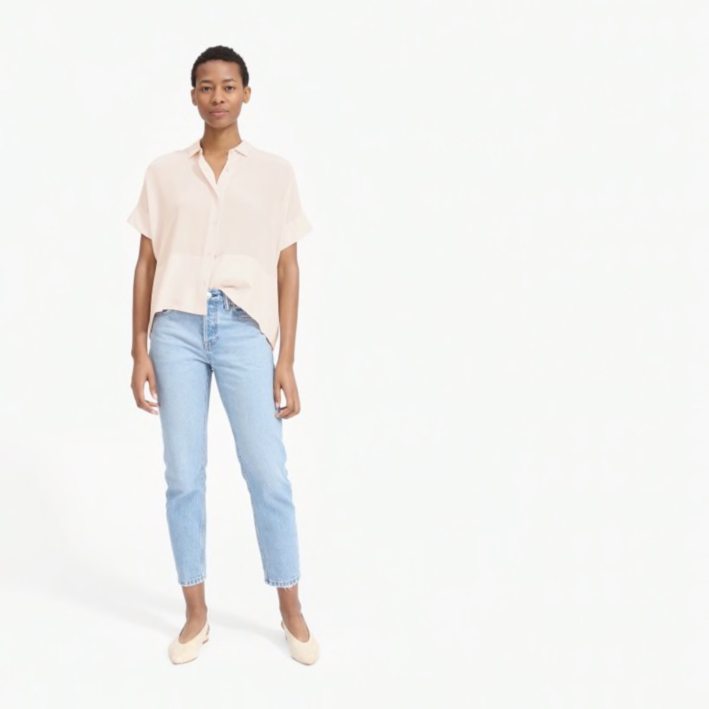 Everlane Silk Square Button Down Blouse